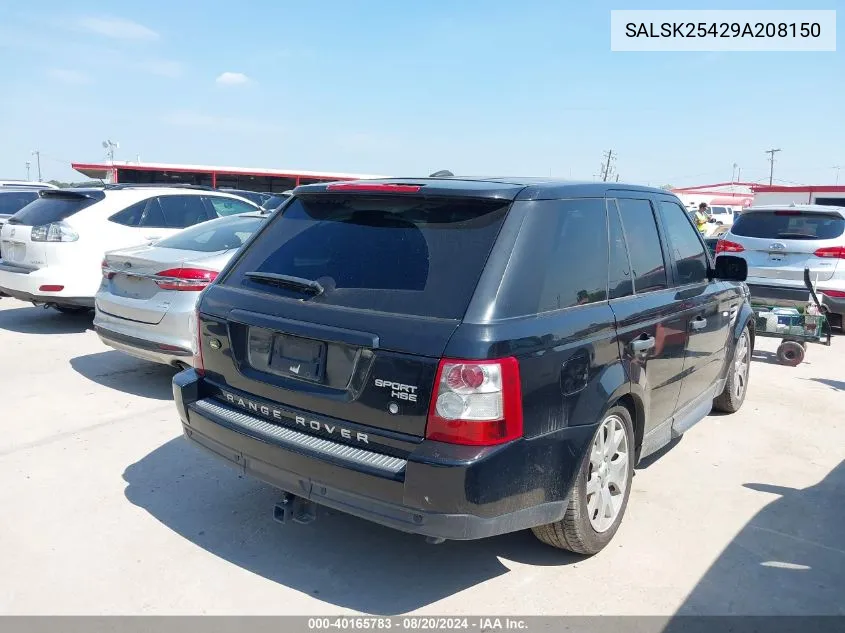 2009 Land Rover Range Rover Sport Hse VIN: SALSK25429A208150 Lot: 40165783