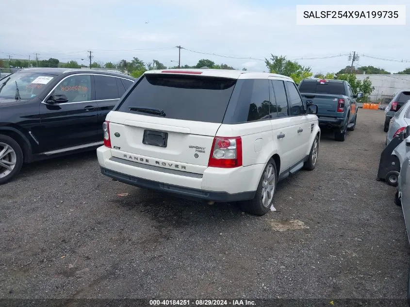 2009 Land Rover Range Rover Sport Hse VIN: SALSF254X9A199735 Lot: 40184251