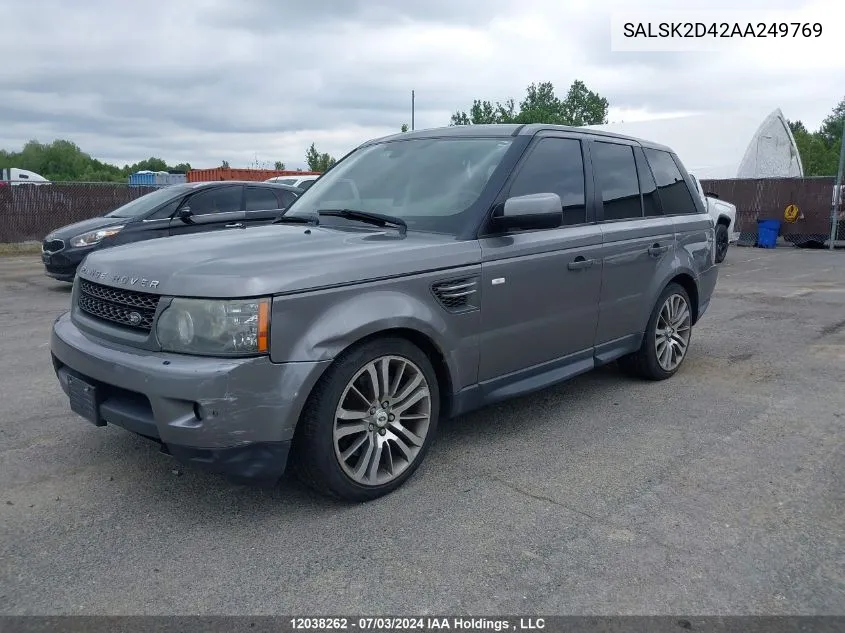 2010 Land Rover Range Rover Sport VIN: SALSK2D42AA249769 Lot: 12038262