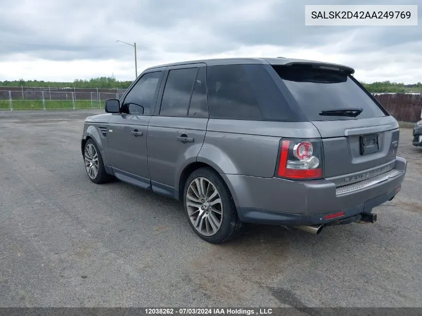 2010 Land Rover Range Rover Sport VIN: SALSK2D42AA249769 Lot: 12038262