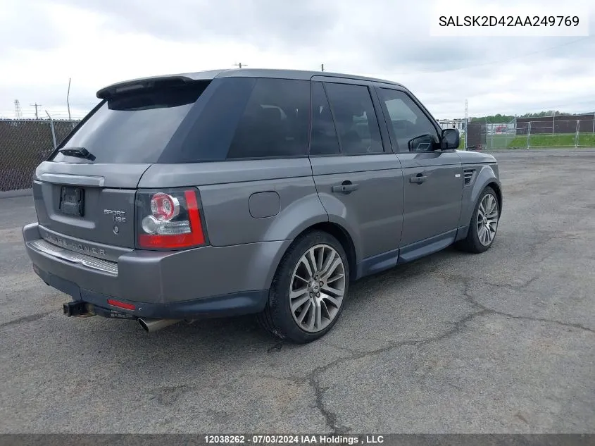 2010 Land Rover Range Rover Sport VIN: SALSK2D42AA249769 Lot: 12038262