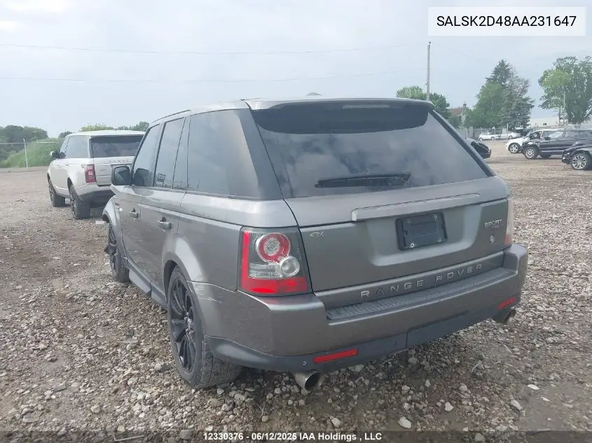 SALSK2D48AA231647 2010 Land Rover Range Rover Sport Hse