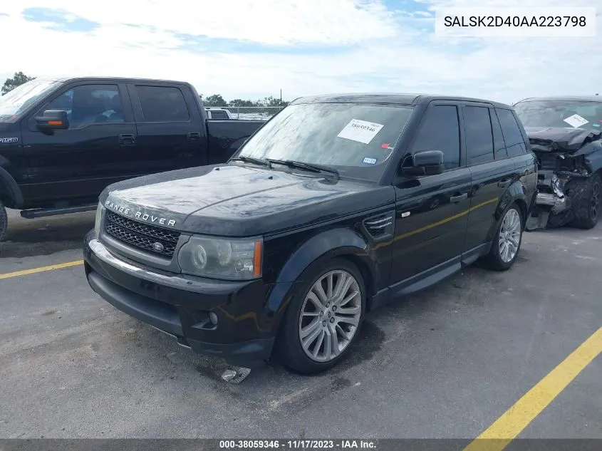 2010 Land Rover Range Rover Sport Hse VIN: SALSK2D40AA223798 Lot: 38059346