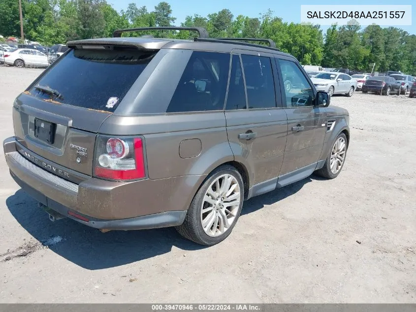 2010 Land Rover Range Rover Sport Hse VIN: SALSK2D48AA251557 Lot: 39470946