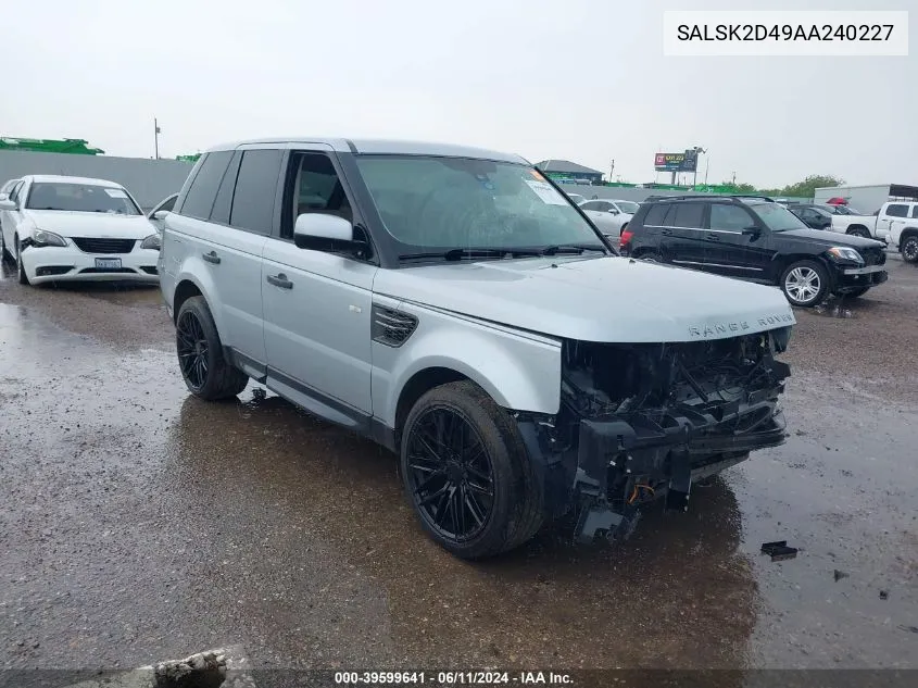 2010 Land Rover Range Rover Sport Hse VIN: SALSK2D49AA240227 Lot: 39599641