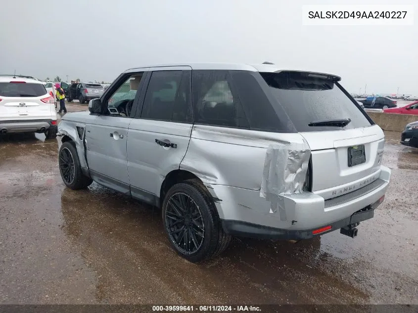 SALSK2D49AA240227 2010 Land Rover Range Rover Sport Hse