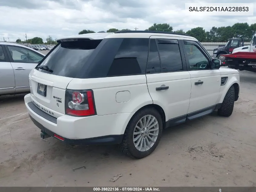 2010 Land Rover Range Rover Sport Hse VIN: SALSF2D41AA228853 Lot: 39822136