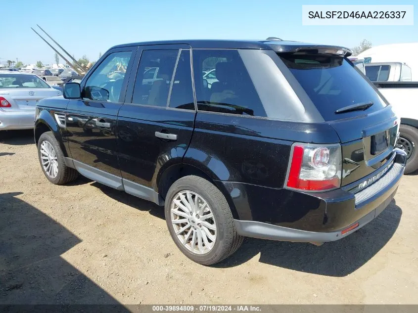 2010 Land Rover Range Rover Sport Hse VIN: SALSF2D46AA226337 Lot: 39894809