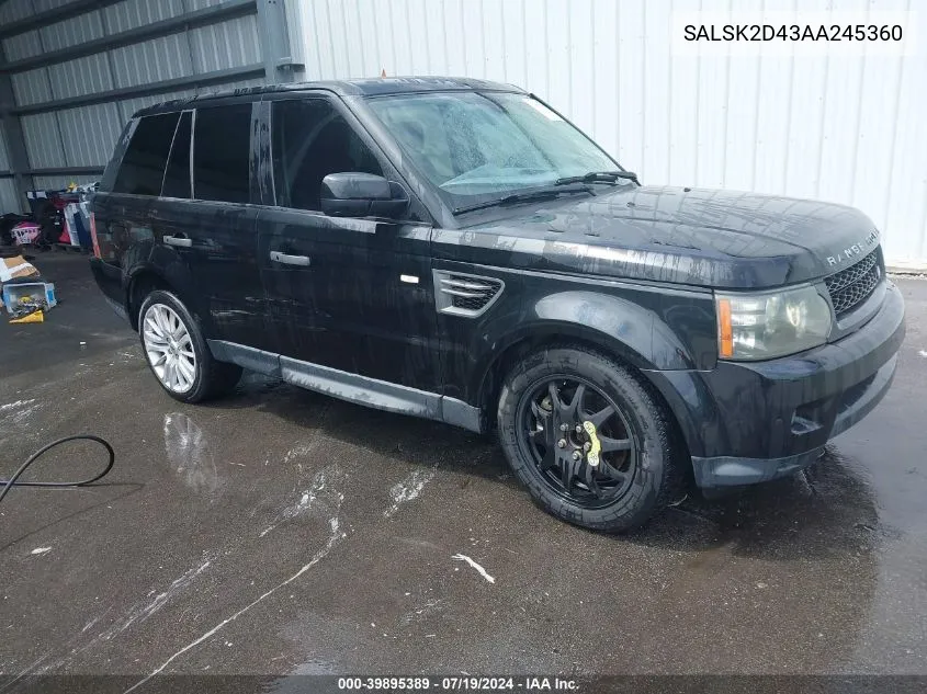 2010 Land Rover Range Rover Sport Hse VIN: SALSK2D43AA245360 Lot: 39895389