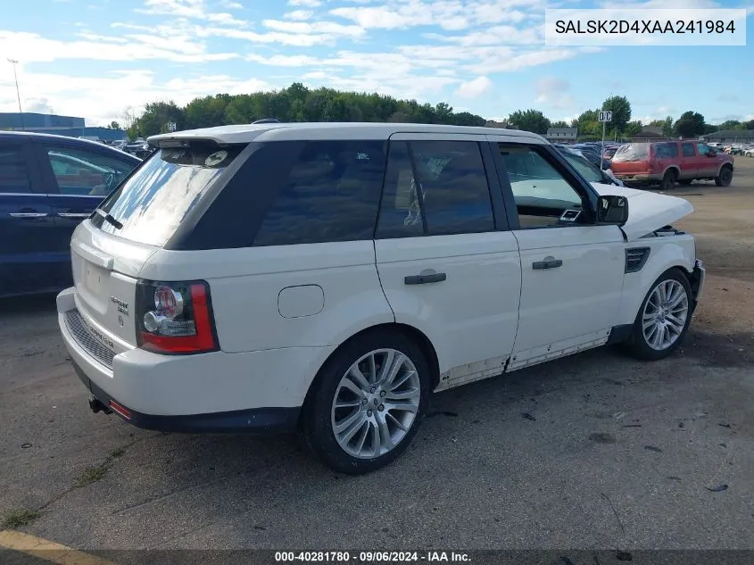 2010 Land Rover Range Rover Sport Hse VIN: SALSK2D4XAA241984 Lot: 40281780