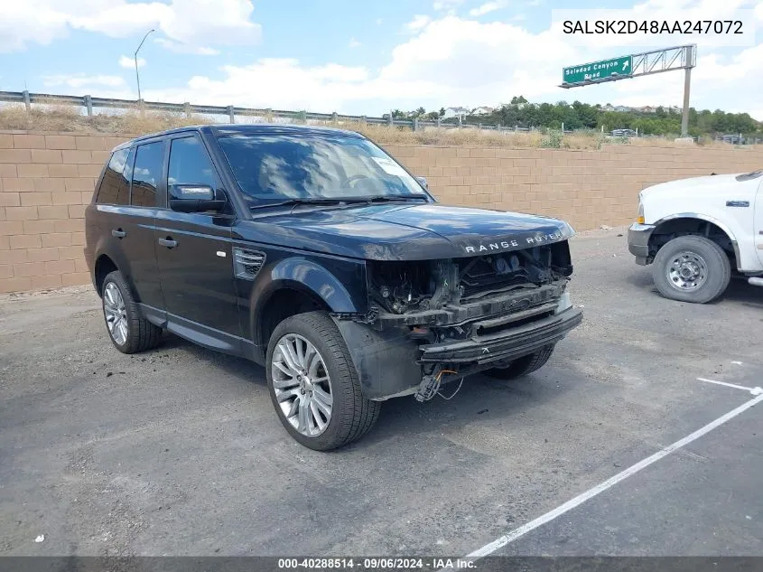 2010 Land Rover Range Rover Sport Hse VIN: SALSK2D48AA247072 Lot: 40288514