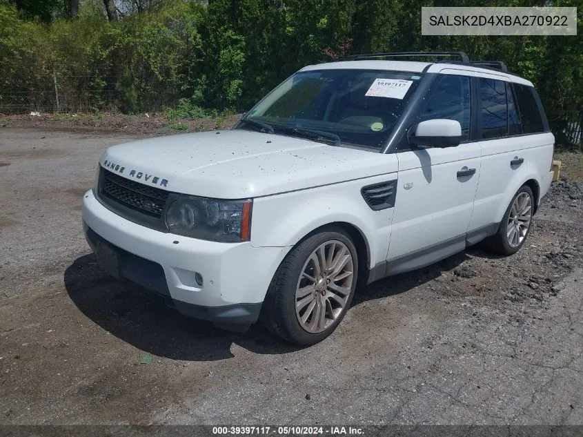 2011 Land Rover Range Rover Sport Hse VIN: SALSK2D4XBA270922 Lot: 39397117