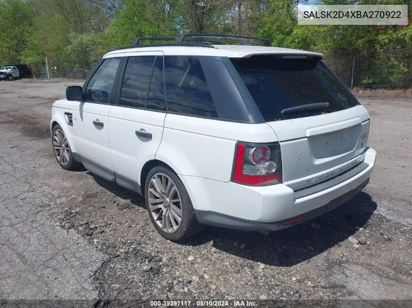 SALSK2D4XBA270922 2011 Land Rover Range Rover Sport Hse