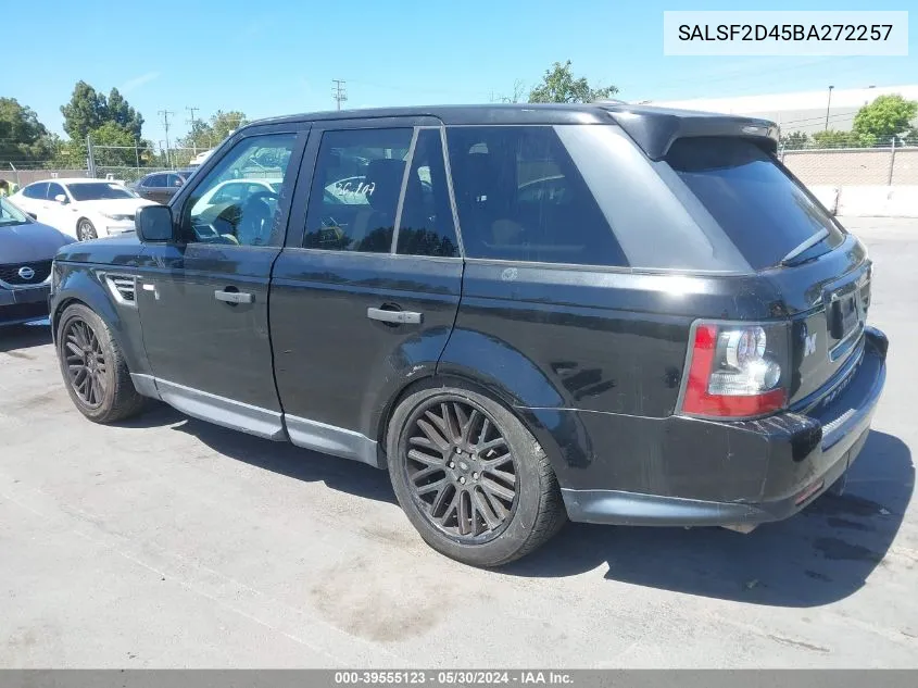 2011 Land Rover Range Rover Sport Hse VIN: SALSF2D45BA272257 Lot: 39555123