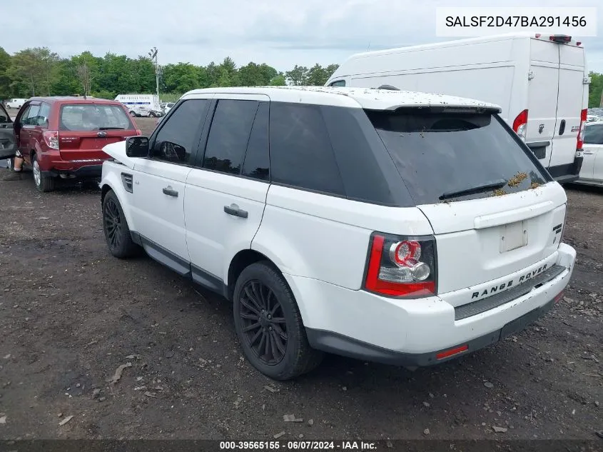 2011 Land Rover Range Rover Sport Hse VIN: SALSF2D47BA291456 Lot: 39565155