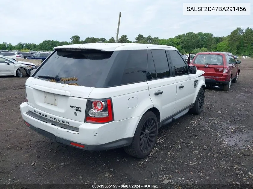 2011 Land Rover Range Rover Sport Hse VIN: SALSF2D47BA291456 Lot: 39565155