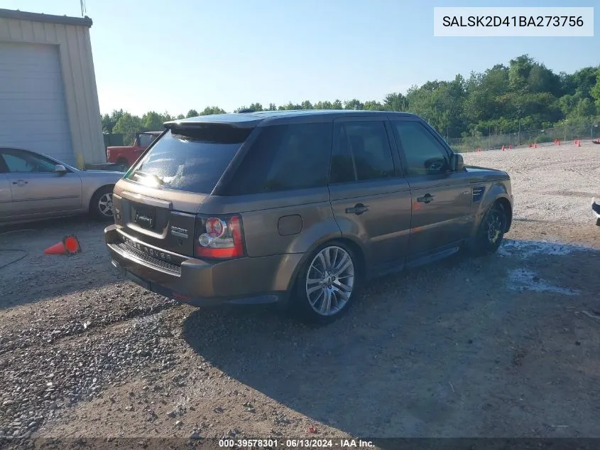 2011 Land Rover Range Rover Sport Hse VIN: SALSK2D41BA273756 Lot: 39578301