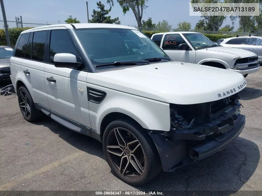 2011 Land Rover Range Rover Sport Hse VIN: SALSF2D47BA713189 Lot: 39656347