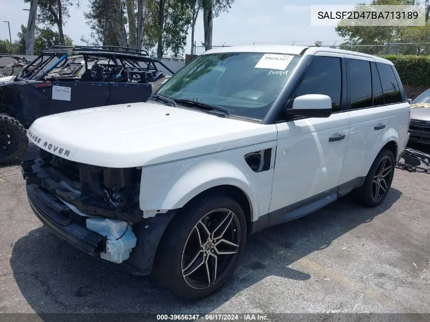 2011 Land Rover Range Rover Sport Hse VIN: SALSF2D47BA713189 Lot: 39656347