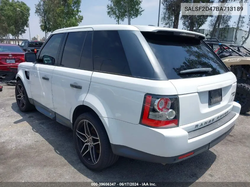 2011 Land Rover Range Rover Sport Hse VIN: SALSF2D47BA713189 Lot: 39656347