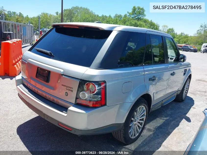 2011 Land Rover Range Rover Sport Hse VIN: SALSF2D47BA278495 Lot: 39773623