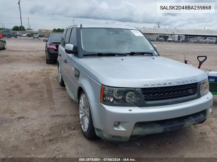 2011 Land Rover Range Rover Sport Hse VIN: SALSK2D48BA259868 Lot: 39793501