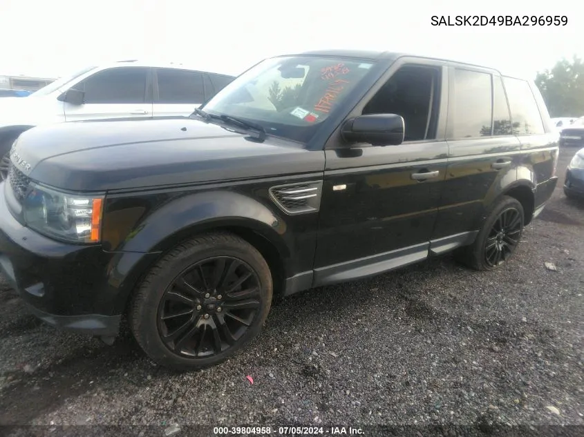 2011 Land Rover Range Rover Sport Hse VIN: SALSK2D49BA296959 Lot: 39804958