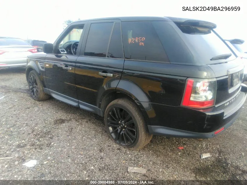 2011 Land Rover Range Rover Sport Hse VIN: SALSK2D49BA296959 Lot: 39804958