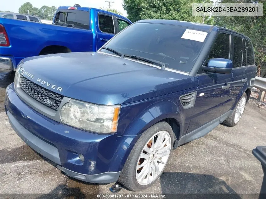 2011 Land Rover Range Rover Sport Hse Lux VIN: SALSK2D43BA289201 Lot: 39881797