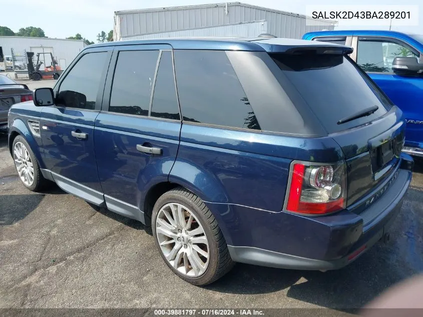 2011 Land Rover Range Rover Sport Hse Lux VIN: SALSK2D43BA289201 Lot: 39881797