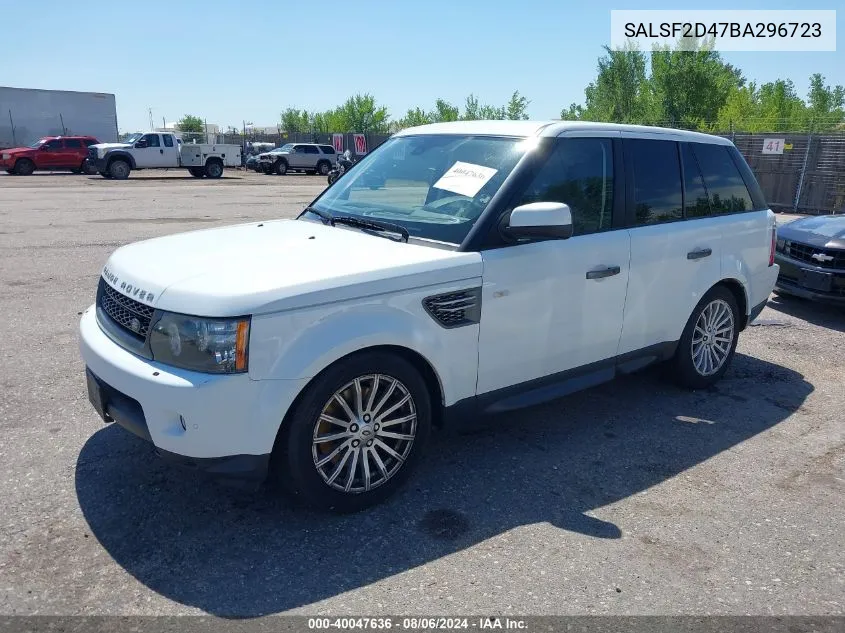 2011 Land Rover Range Rover Sport Hse VIN: SALSF2D47BA296723 Lot: 40047636