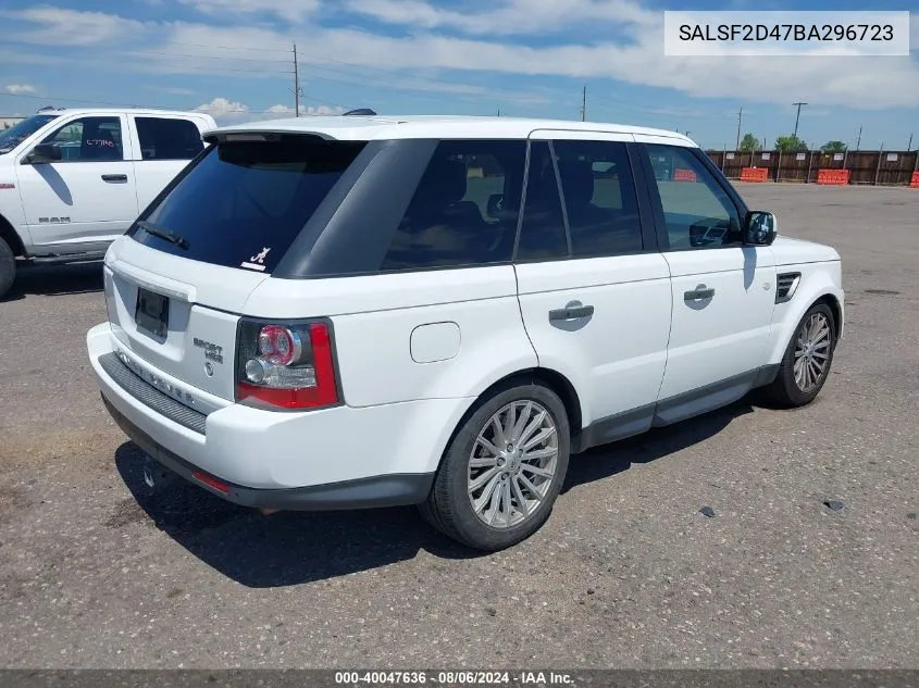 2011 Land Rover Range Rover Sport Hse VIN: SALSF2D47BA296723 Lot: 40047636