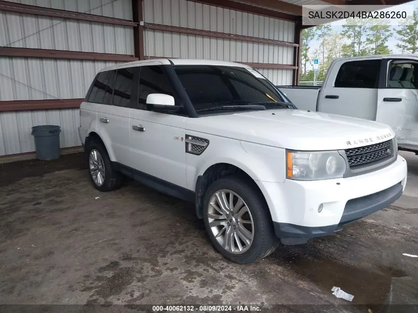 2011 Land Rover Range Rover Sport Lux VIN: SALSK2D44BA286260 Lot: 40062132