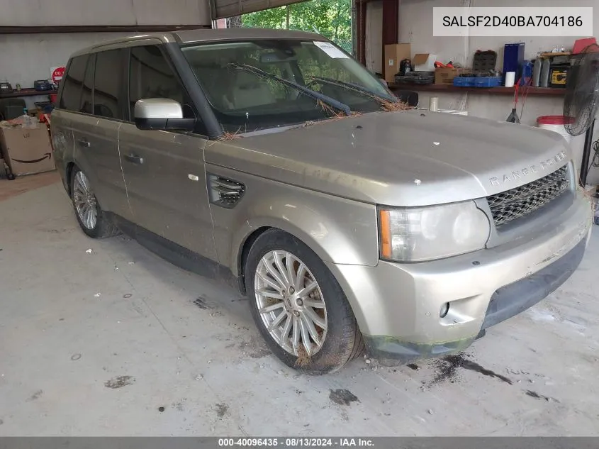 2011 Land Rover Range Rover Sport Hse VIN: SALSF2D40BA704186 Lot: 40096435