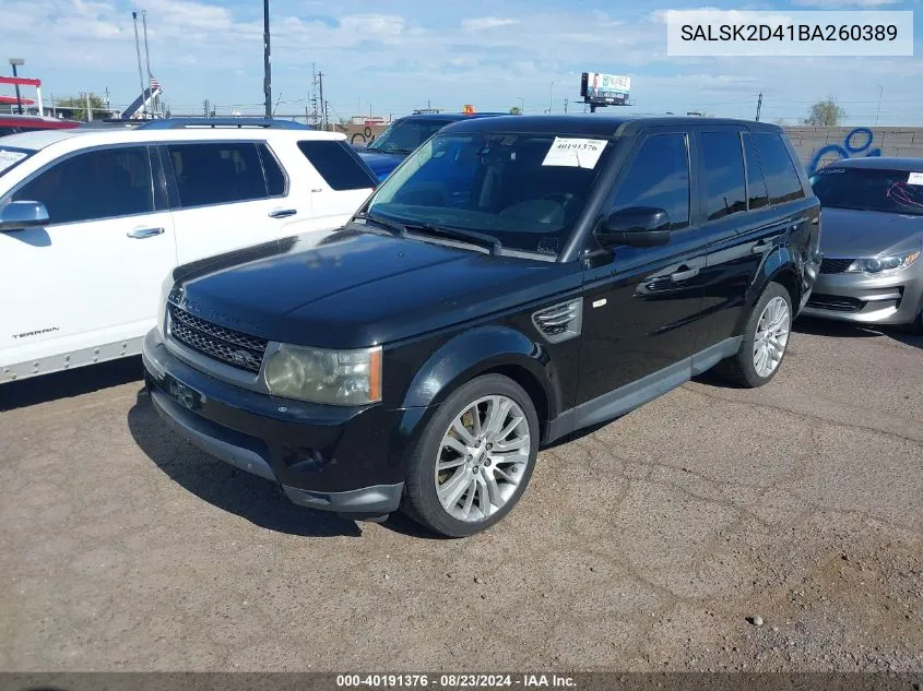 2011 Land Rover Range Rover Sport Hse VIN: SALSK2D41BA260389 Lot: 40191376