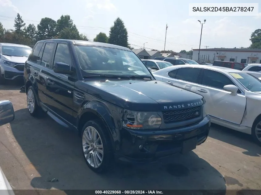 2011 Land Rover Range Rover Sport Hse VIN: SALSK2D45BA278247 Lot: 40229068