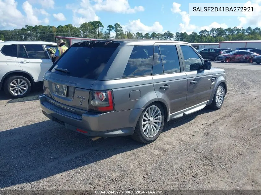 2011 Land Rover Range Rover Sport Hse VIN: SALSF2D41BA272921 Lot: 40244977