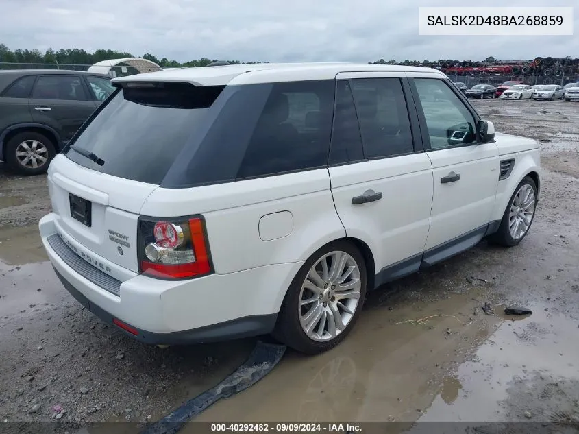 2011 Land Rover Range Rover Sport Hse VIN: SALSK2D48BA268859 Lot: 40292482