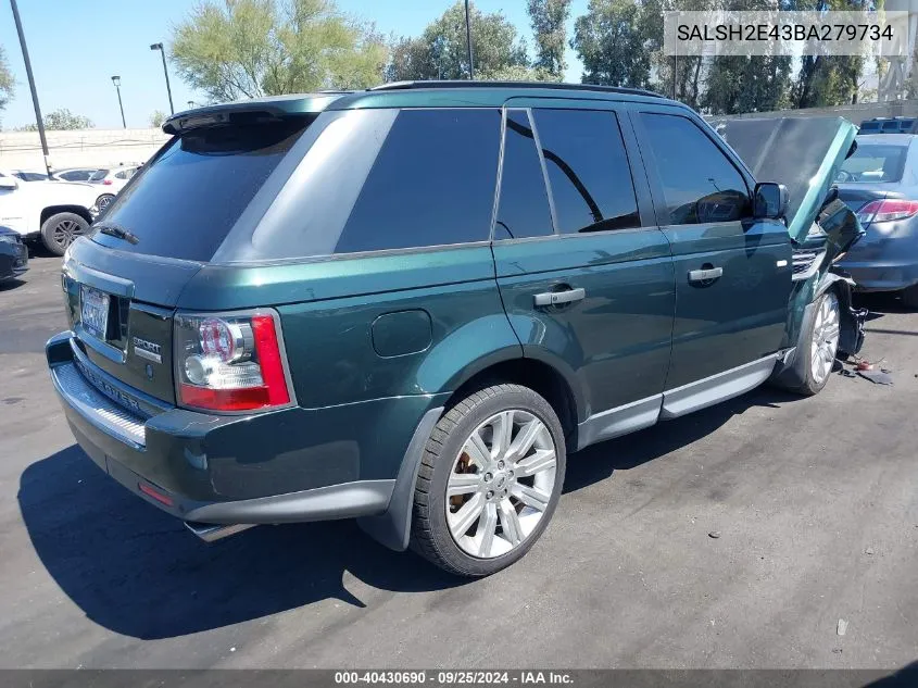 2011 Land Rover Range Rover Sport Sc VIN: SALSH2E43BA279734 Lot: 40430690