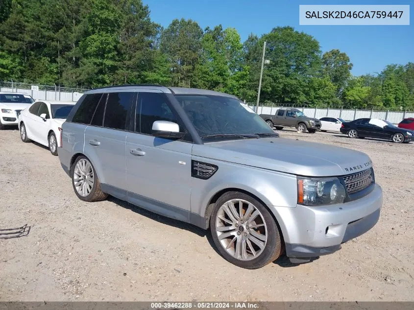 2012 Land Rover Range Rover Sport Hse VIN: SALSK2D46CA759447 Lot: 39462288