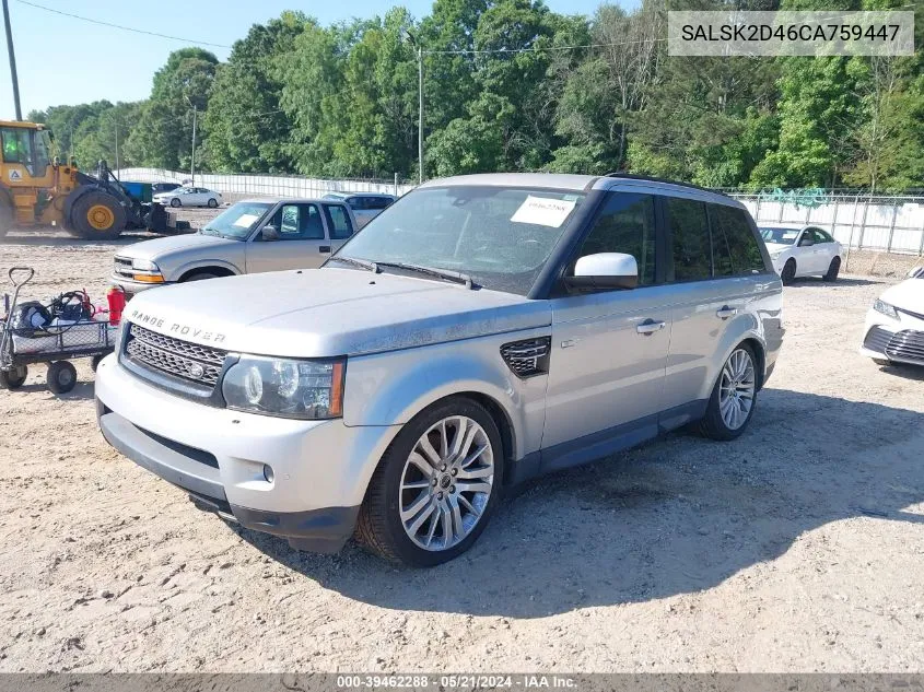 2012 Land Rover Range Rover Sport Hse VIN: SALSK2D46CA759447 Lot: 39462288