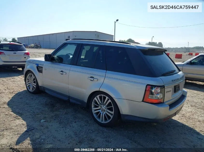 2012 Land Rover Range Rover Sport Hse VIN: SALSK2D46CA759447 Lot: 39462288