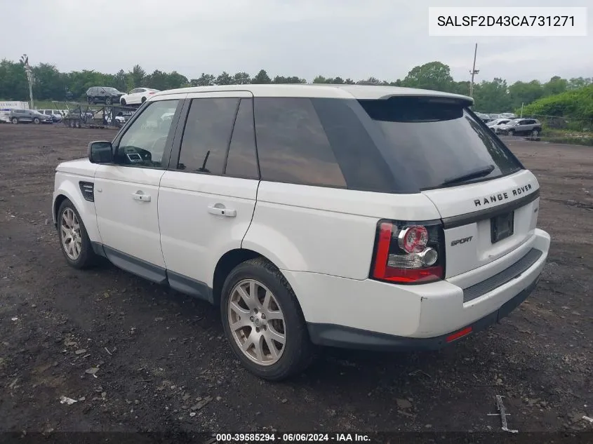 2012 Land Rover Range Rover Sport Hse VIN: SALSF2D43CA731271 Lot: 39585294