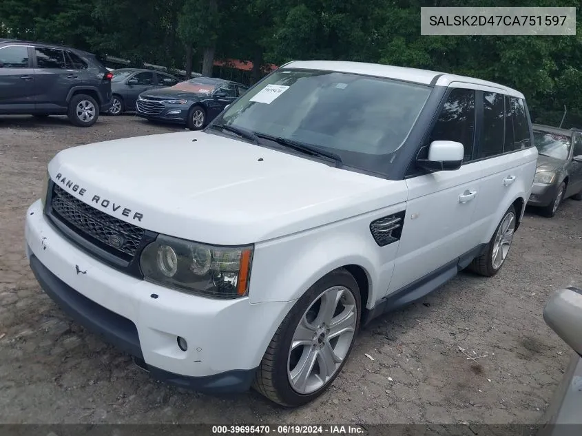 2012 Land Rover Range Rover Sport Lux VIN: SALSK2D47CA751597 Lot: 39695470