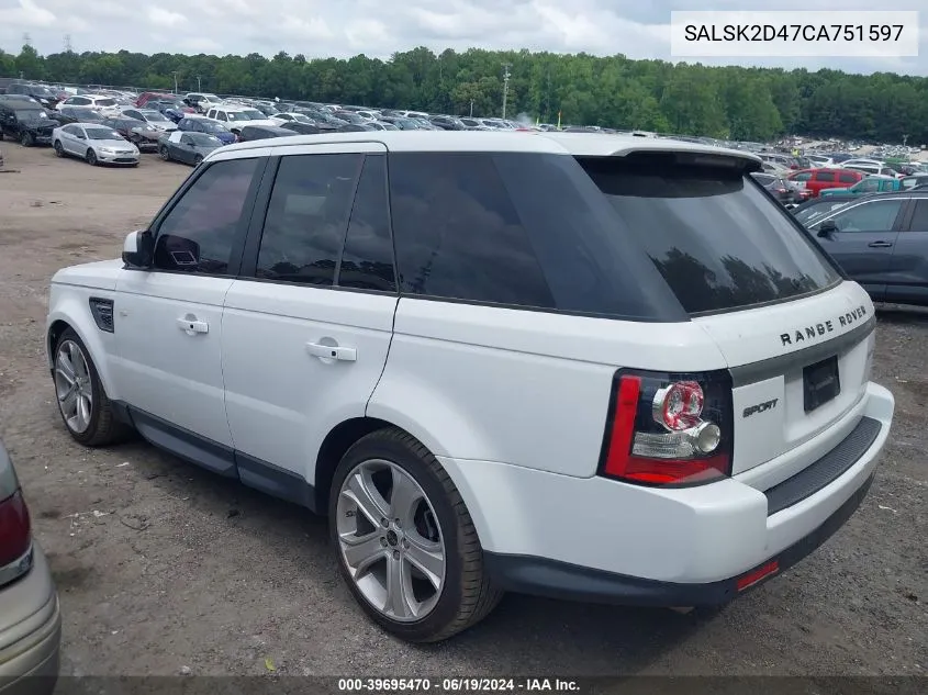 SALSK2D47CA751597 2012 Land Rover Range Rover Sport Lux