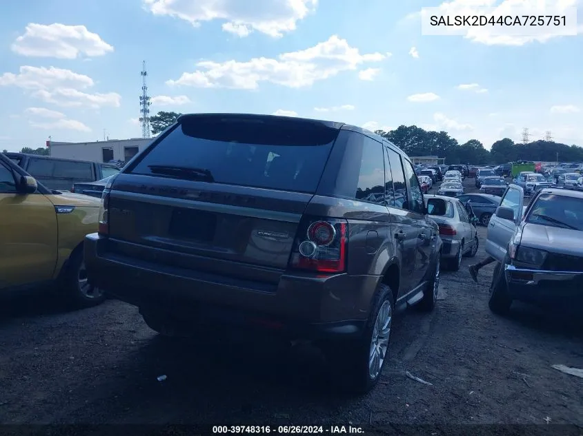 SALSK2D44CA725751 2012 Land Rover Range Rover Sport Hse