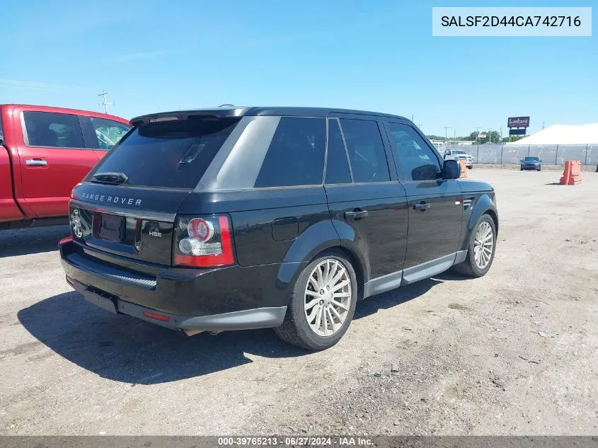 2012 Land Rover Range Rover Sport Hse VIN: SALSF2D44CA742716 Lot: 39765213