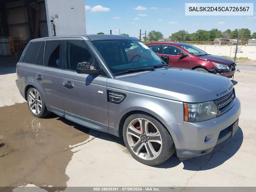 2012 Land Rover Range Rover Sport Hse VIN: SALSK2D45CA726567 Lot: 39839391