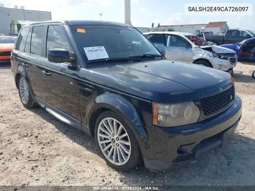 2012 Land Rover Range Rover Sport Supercharged VIN: SALSH2E49CA726097 Lot: 39848713