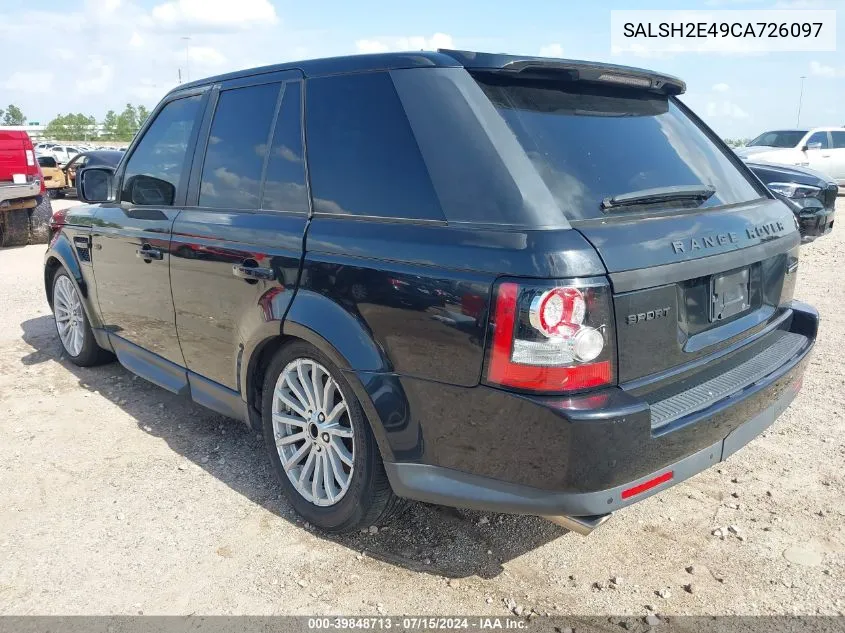 2012 Land Rover Range Rover Sport Supercharged VIN: SALSH2E49CA726097 Lot: 39848713